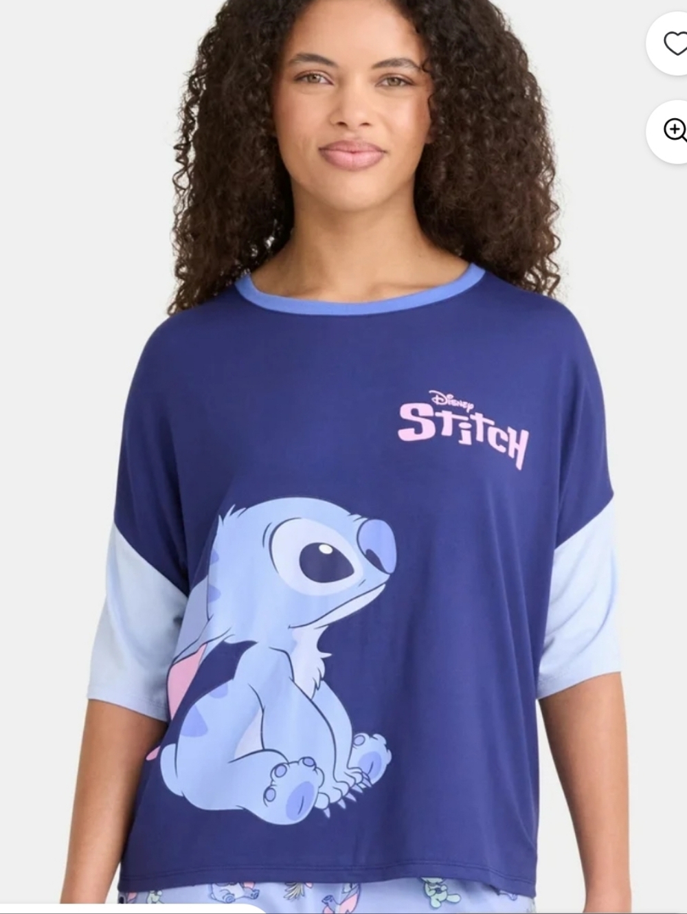 Disney Navy and Light Blue Stitch Graphic Sleep Top